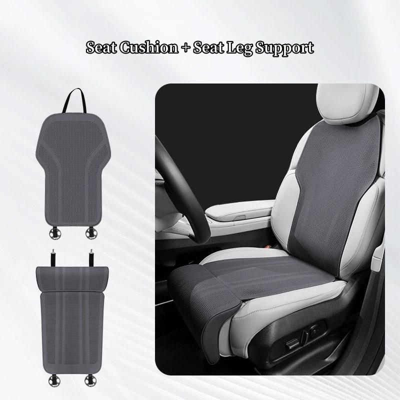 Car Seat Cushion with Leg Support Leather Breathable Seat Pad Memory Foam Extender Leg Cushion Universal Car Seat Protect Cover