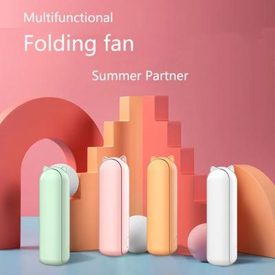 Portable Mini Foldable Hand Fan 2000mAh Power Bank USB Rechargeable Handheld Mute Desktop Fans for Class Office Home Outdoor
