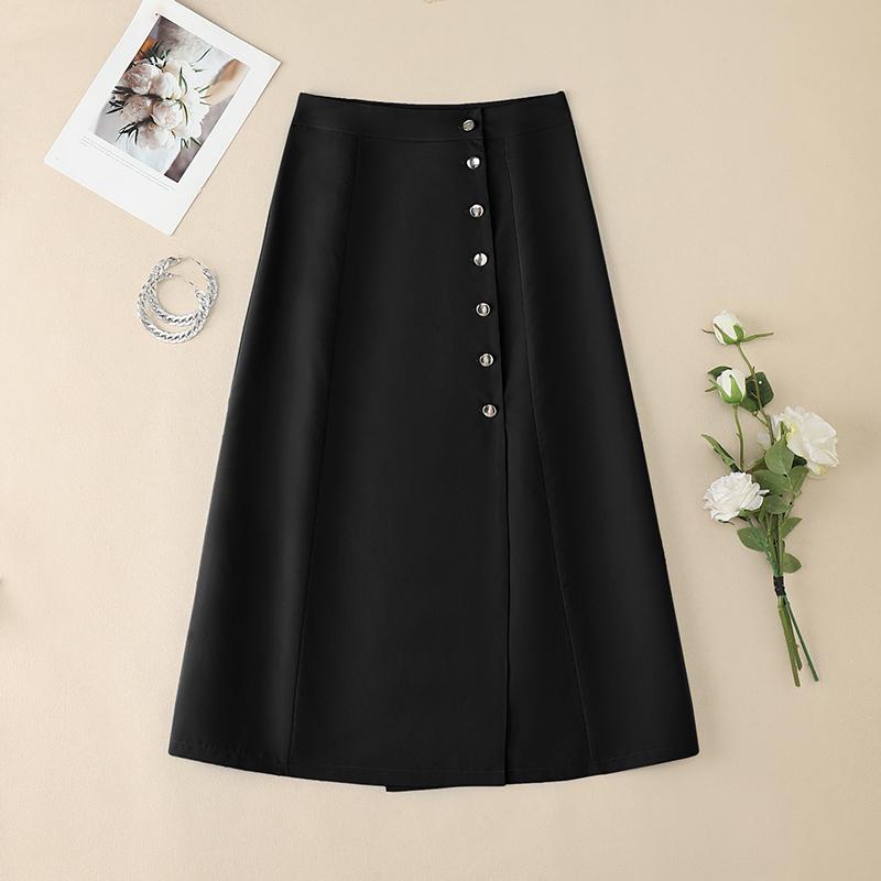 

ZANZEA Женские повседневные однотонные свободные миди-юбки S чёрный