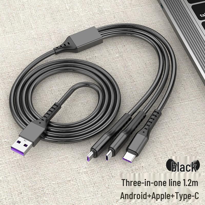 3-in-1 5A Super Fast Charging Cable with Logo for Apple & Type-C Devices