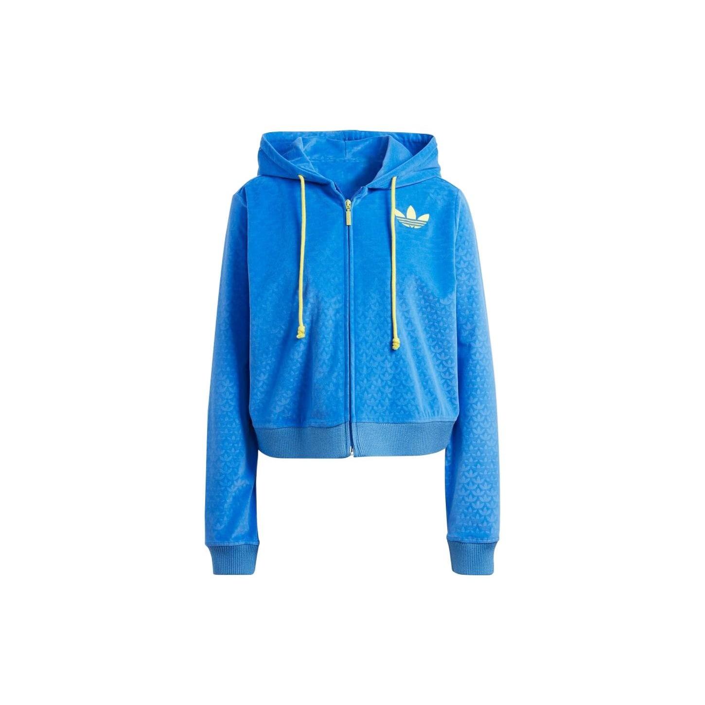 (WMNS) adidas Adicolor Heritage Now Velour Zip Hoodies Blue Women s IB2046 S