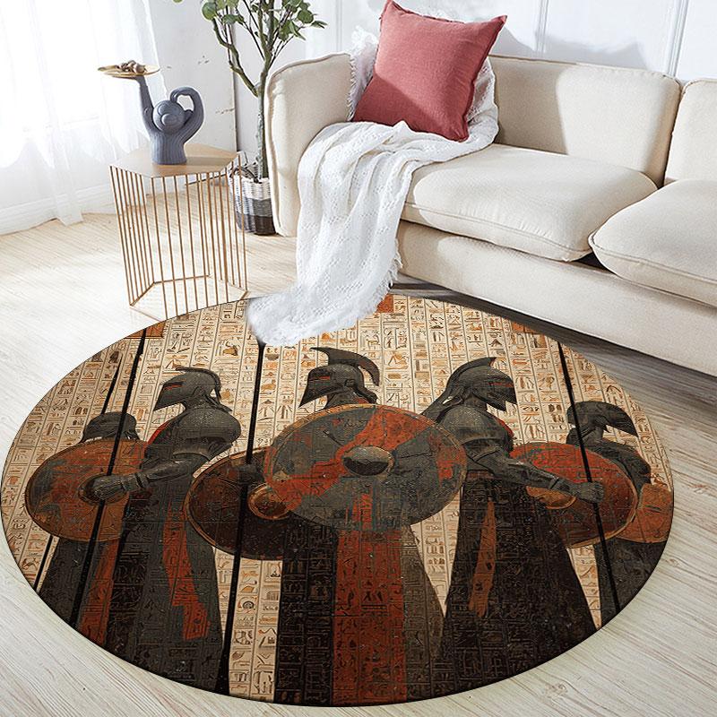 Egypt pattern round rug,Carpet Rug for Living Room Bedroom Playroom ,Non-slip Floor Mat,Holiday Gifts and Birthday Gifts.