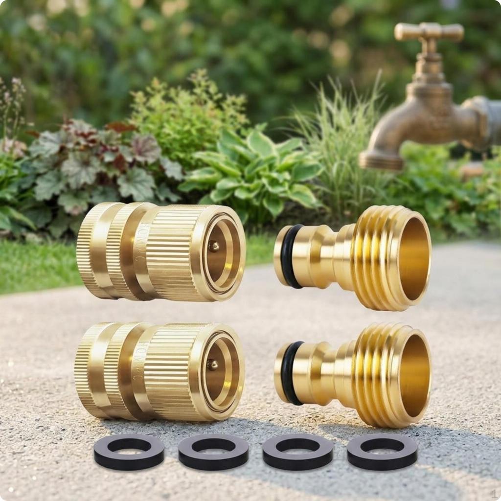 Brass Hose Quick Connector Threaded with Washers LeakResistant Connect Fitting