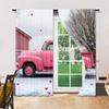 Set Of 2 Vintage Versatile Polyester Transparent Curtains Home Decoration Pink Truck Use Bedrooms Living Rooms Curtain Ideal For Great Room
