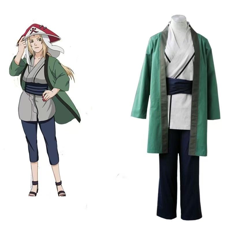 Naruto Shippuden Tsunade Cosplay Uniform, Female Fifth Hokage Konoha Ninja Role Play Costume for Anime Party