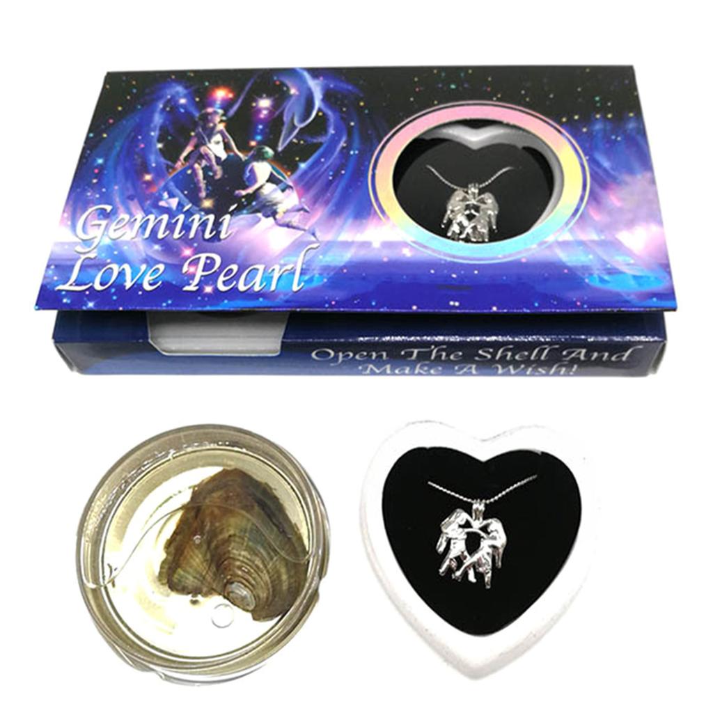 Kit Fai da Te Creazioni Perla d'Amore Zodiaco Desideri con Collana Ciondolo Conchiglia di Perla d'Acqua Dolce Scatola Regalo in Lattina per Decorazione Donna