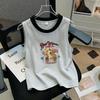 Korean Style Color Block Sleeveless Cotton Vest T-Shirt for Girls (Ages 6-12)