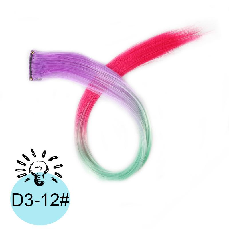 One Card Gradient Hanging Ear Dye Three Color Hair Extension Wig BB Clip Colored Wig Women's Synthetic Wig Halloween Music Festival Party Use