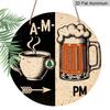 2D Flat Aluminum 7.87 Inch X 7.87 Inch "Morning Coffee, Afternoon Beer" Style Wall Hanging. Suitable for Bars, Living Rooms, Kitchens, Cafes, Clubs