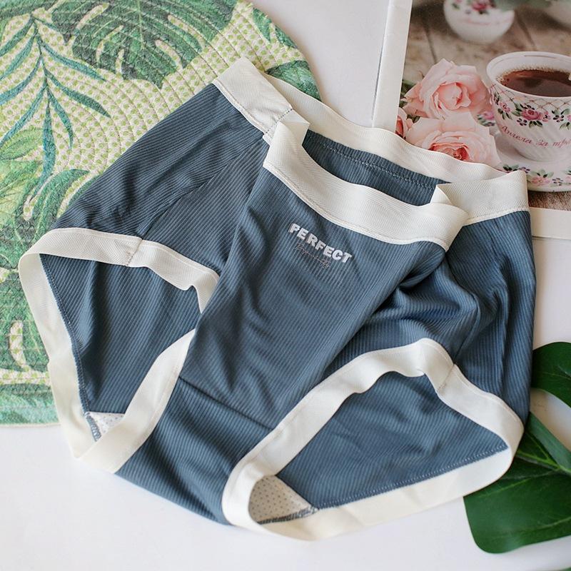 Ribbed Mid Waist Underwear Hip Wrap Breathable Women's Panties Comfortable Simple Triangles Threaded Panty