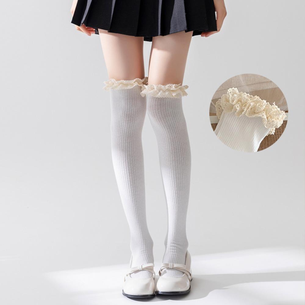 

Bowknot Over Knee Socks Lace Leg Warmers NEW Princess Stockings White Lace Fabric