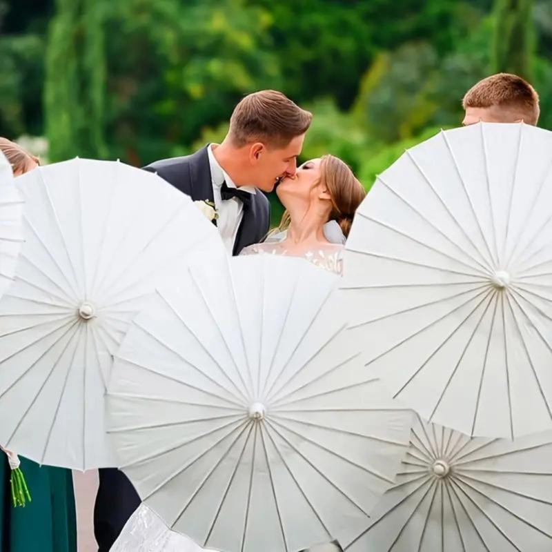 Klassischer Weißer Regenschirm für Braut 1920er Jahre Damenkostüm und Hochzeitsdekorationen Eleganter Sonnenschirm für Hochzeitsgeschenk der Braut