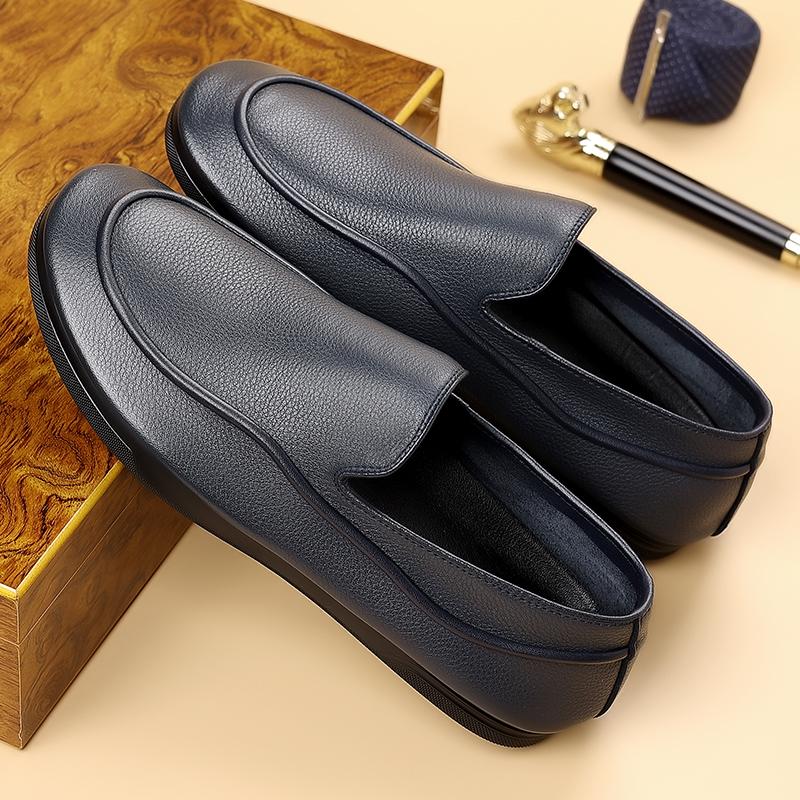 Fashion Genuine Leather Mens Casual Shoes Stylish Trendy  Loafers Moccasins Comfortable Male Driving Flats Simple Casual Slip On Shoes