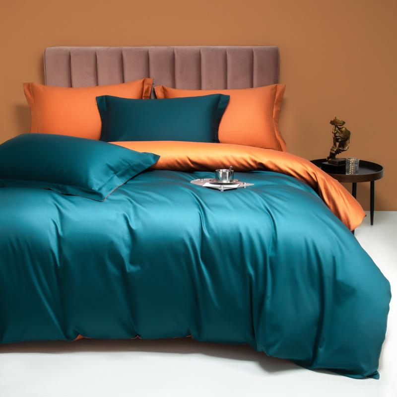 High-end four-piece set Class A 100S long-staple cotton solid color pure cotton four-piece set