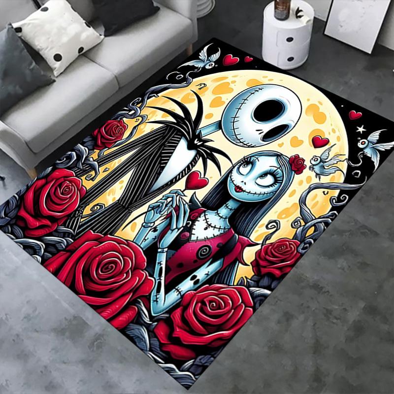 Jack Skellington,Sally,Nightmare Before Christmas Office Carpet Soft Polyester Entrance Carpet Washable Non-slip Machine Washable Indoor Car