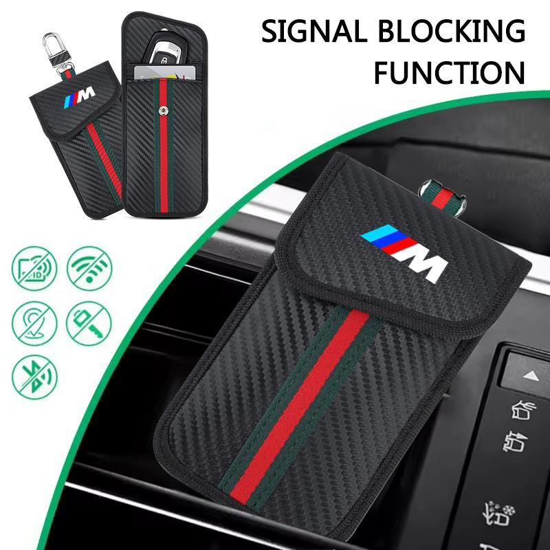 For BMW M X1 X2 X3 X5 X6 E46 E39 E90 E36E60 E34 E30 F30 Car Keys Case FOB Signal Blocker Bag RFID Shielding Key Credit Card Bag jbdf70