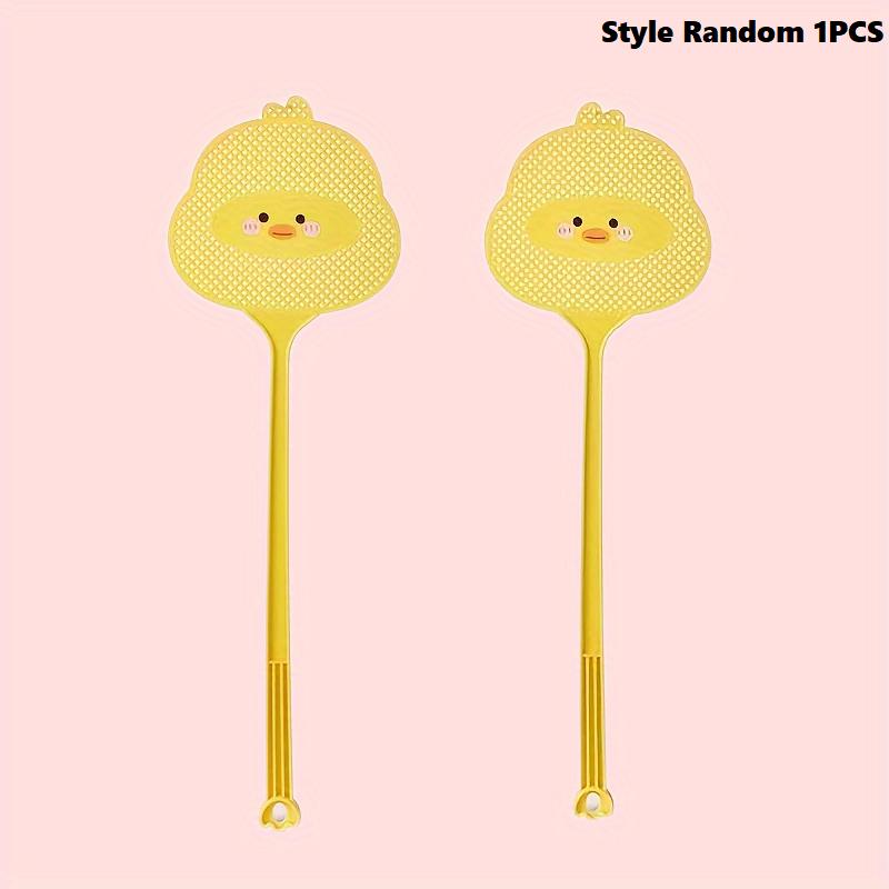 

1pc Cute Cartoon Fly Swatter - Extended Handle & Durable Thickened Design - Kills Mosquitoes Easily L жовтий