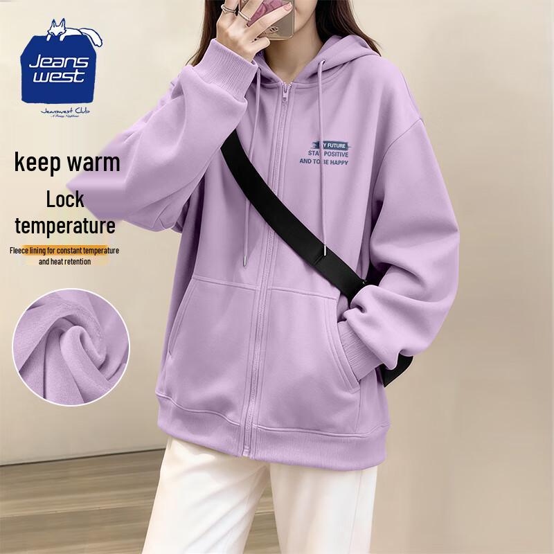 

JEANSWEST CLUB Women s Plush Lined Hooded Zip-Up Cardigan M