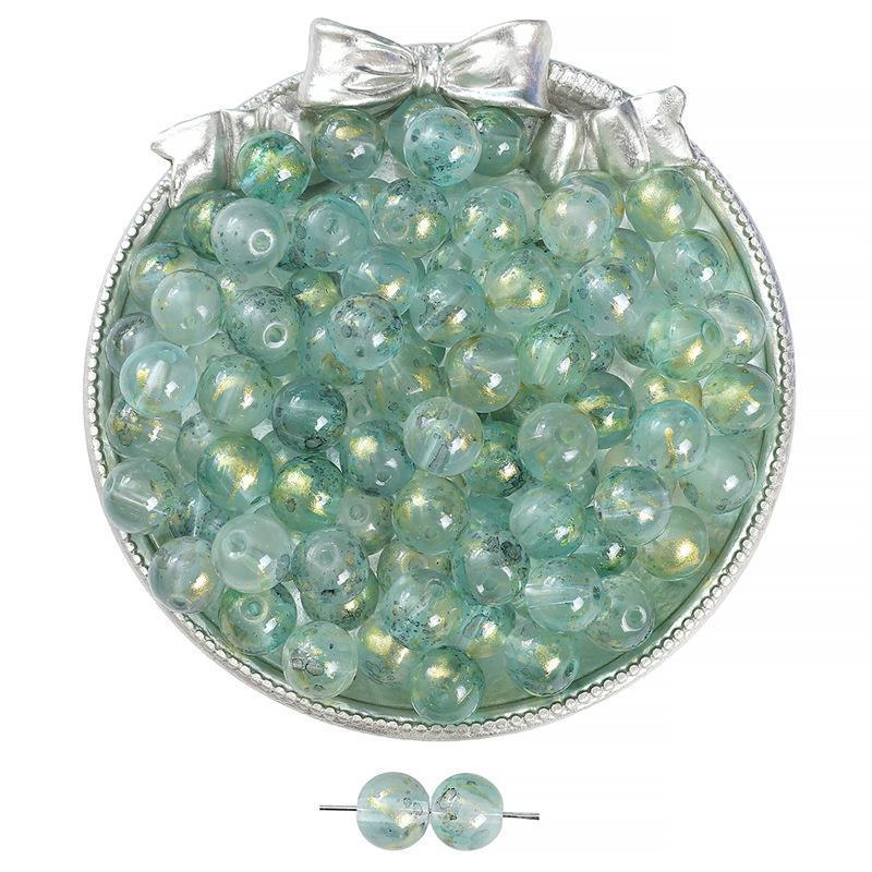 

Прозрачные стеклянные бусины с золотыми брызгами (8/10 мм) для ожерелий и браслетов своими руками 10mm, 1mm Hole, 30 Beads/Pack