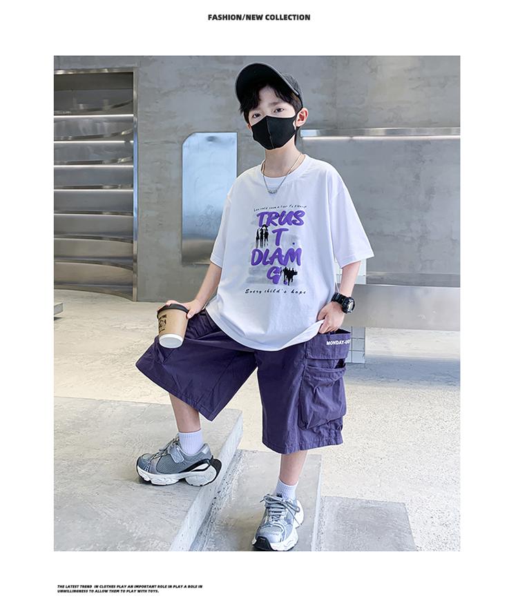 Boys' summer suit short sleeved loose 2026 new style children's summer boys' T-shirt two-piece set, men's god cool and handsome
