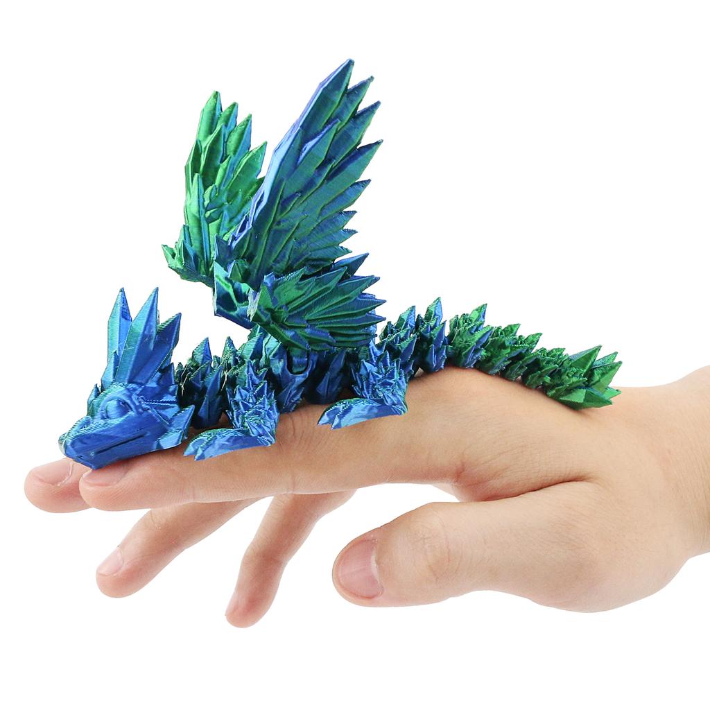 3D Printed Gemstone Flying Dragon Gift Toy with Wings That Can Be Twisted To Relieve Stress, Creative Dragon Figurine Toy