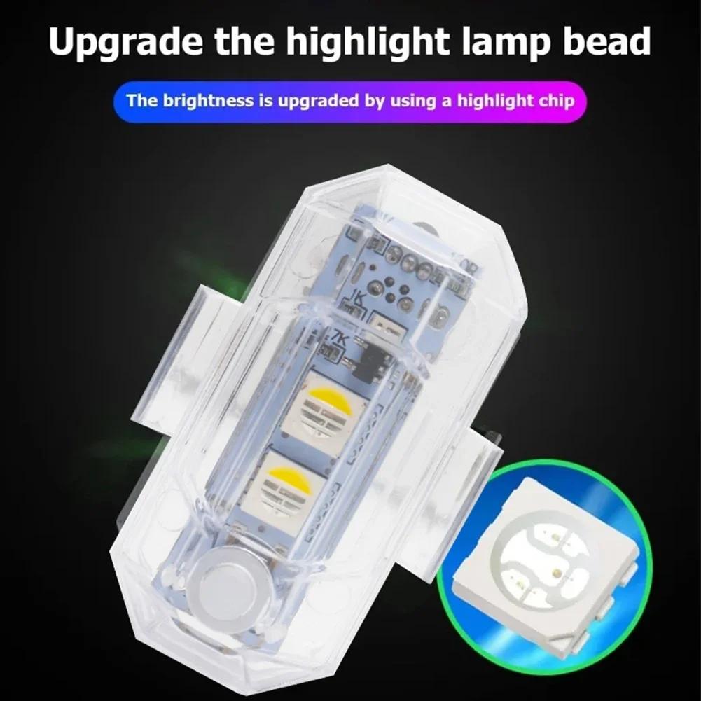 1/2/4Set Flash Tail Light Sealing Waterproof Warning USB Strobe Light RGB Lamp Accessory for Car Drone Truck Moto Aircraft Bike