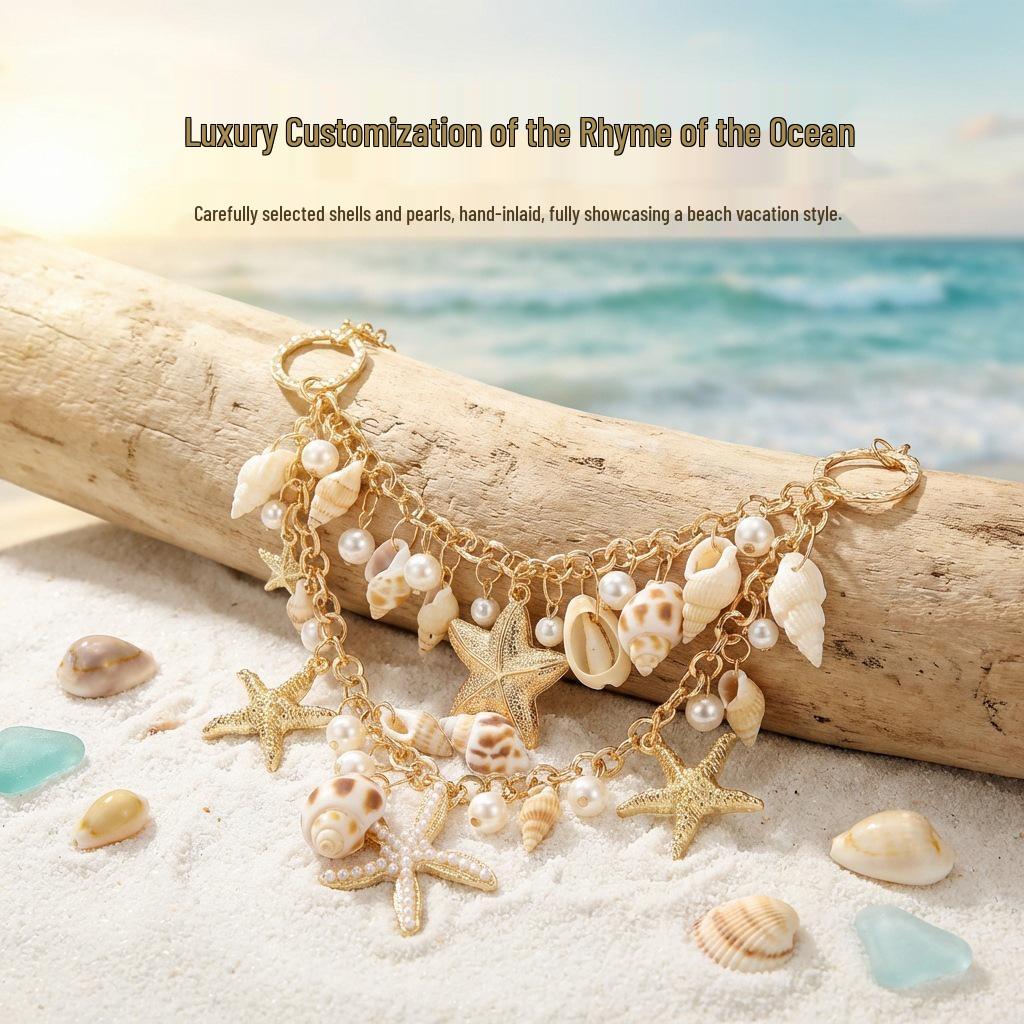 Bohemian Starfish Shell Beaded Necklace for Women - Multi-layer Beach Vacation Accessory