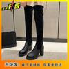 Internet Celebrity Thin Boots Thick Heel Growth Boots Women 2025 Autumn and Winter New Knee High Thin Boots Children