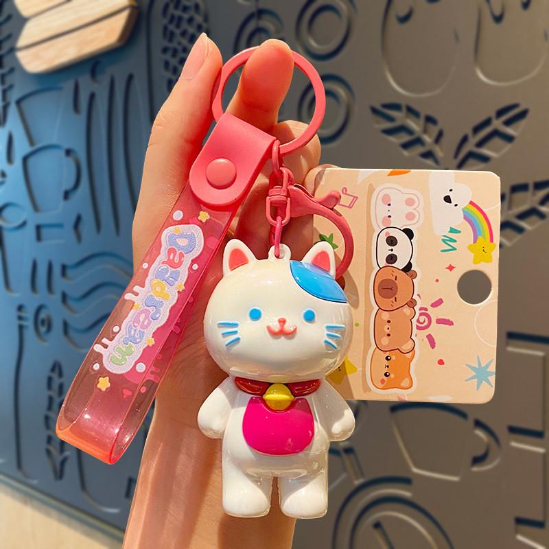 

Keychain Key Cat Ring Charming Bag Pendant Accessory Pvc Material For Kids Gift рожевий
