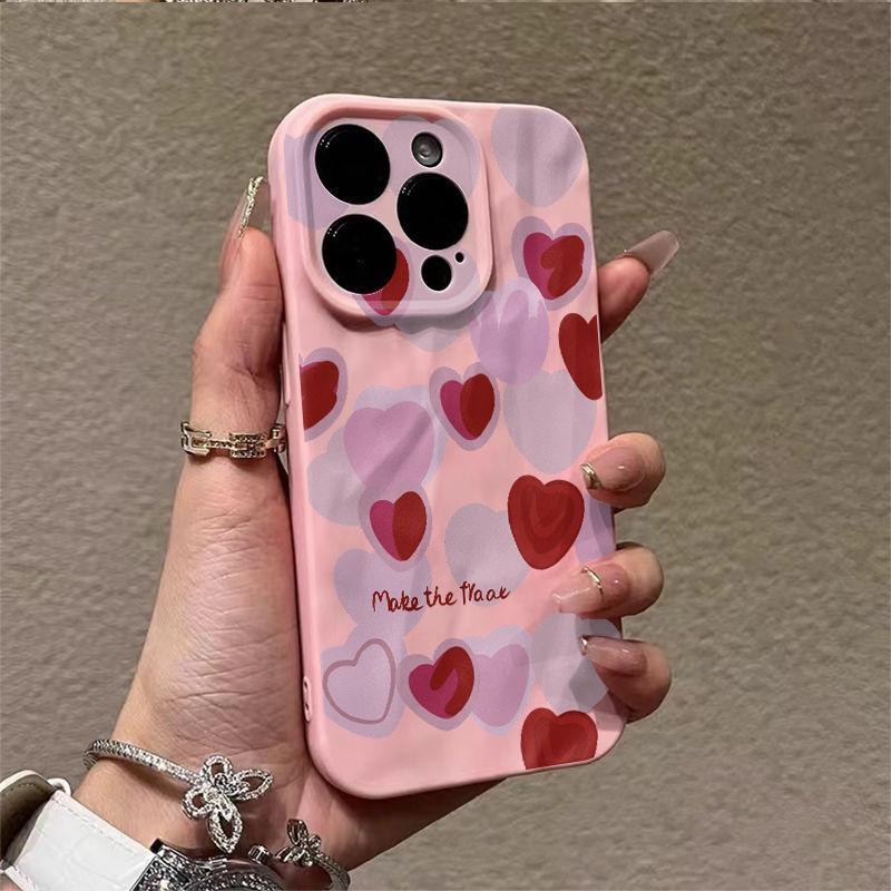Japan and South Korea full screen love iPhone17promax mobile phone case, suitable for Apple 16promax fold 15 matte