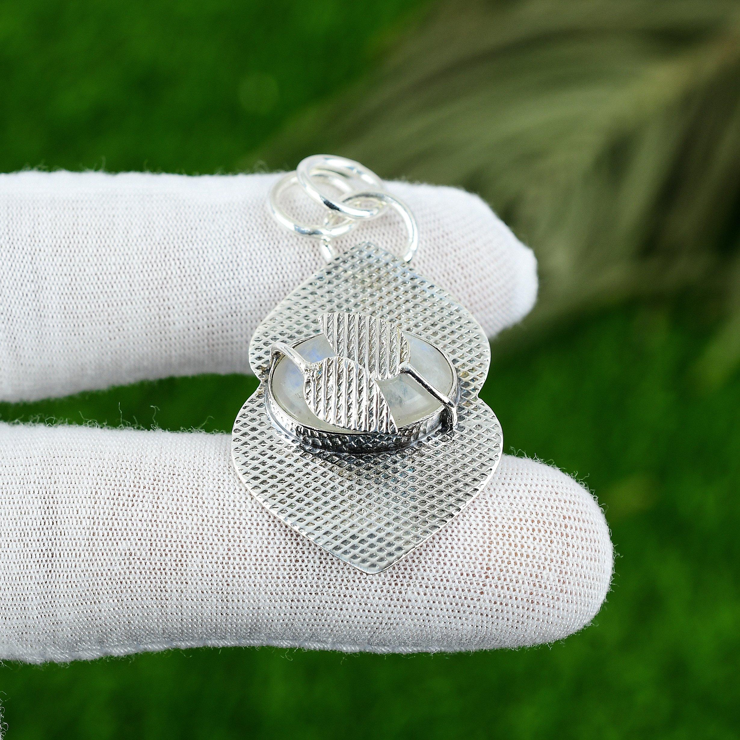 Womens day Deal Crown Chakra Rainbow Moonstone Stone 925 Silver Pendant Jewelry