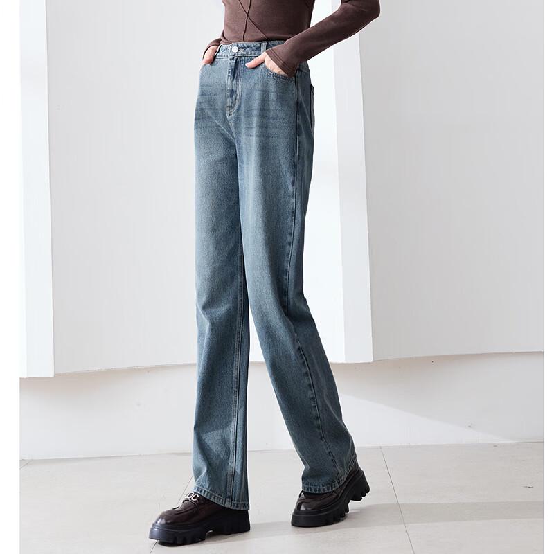 Baitu Women's High-Waist Wide-Leg Denim Jeans