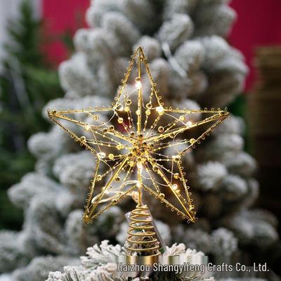 LED Five-Pointed Wrought Iron Star Tree Topper - Christmas Decoration
