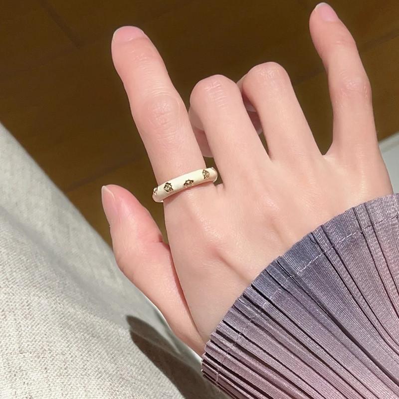 Stunning Glacier Mint Blue Enamel Ring Featuring Unique Floral Design For Women