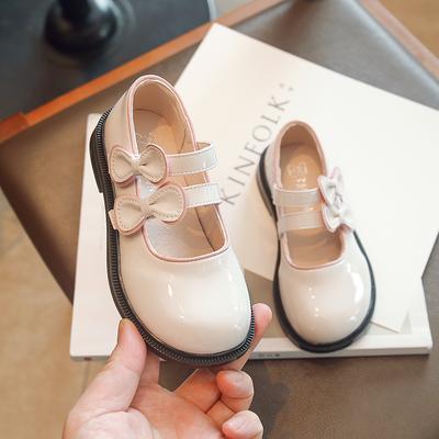 Mocassins pour enfants à bout rond et peu profonds 2024, à nœud passe-partout, à double velcro, chaussures de mode pour enfants, chaussures en cuir de princesse douces pour filles