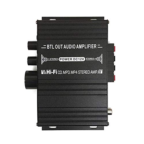 Kompakter 2-Kanal-Audioverstärker mit Bluetooth 5.0, 40W + 40W Ausgang, USB/SD-Kartenwiedergabe, Aluminiumgehäuse, Hi-Fi Stereo, 12V/2A Netzteil, Fernbedienung