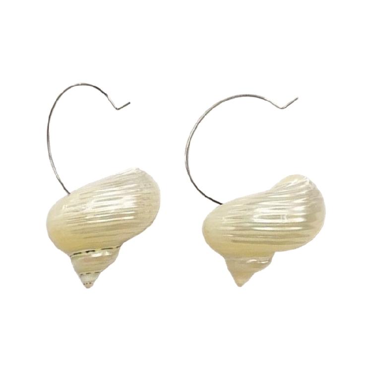 Handcrafted Conch Shell Necklace Pearls Details Versatile Earrings Jewelry For Casual Or Formal