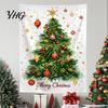 Festive Background Cloth Merry Christmas Tapestry, Wall Hanging Fabric Backdrop, Xmas Tree Winter Holiday Themed Decor Art for Living Room,