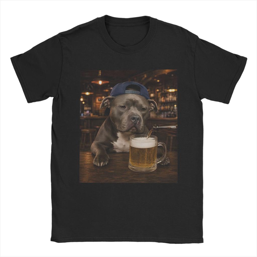 Unisex Unisex T-Shirt Lustiger Patriotischer Zwergspitz Hund Trinkt Bier Amerikanische Reine Baumwolle T-Shirts Rundhals Kleidung Große Größen