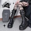Fashion New Gothic Style Platform Vampire Cosplay Women Mid-calf Boots 2024 Winter Wedges Comfy Women Motorcycle Boots Shoes