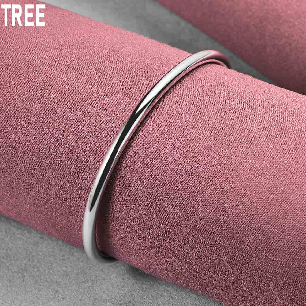 925 Sterlingsilber 4 mm Glatte Solide Perlen Armband Manschettenknöpfe Armband Mode Charm Hochzeitsschmuck