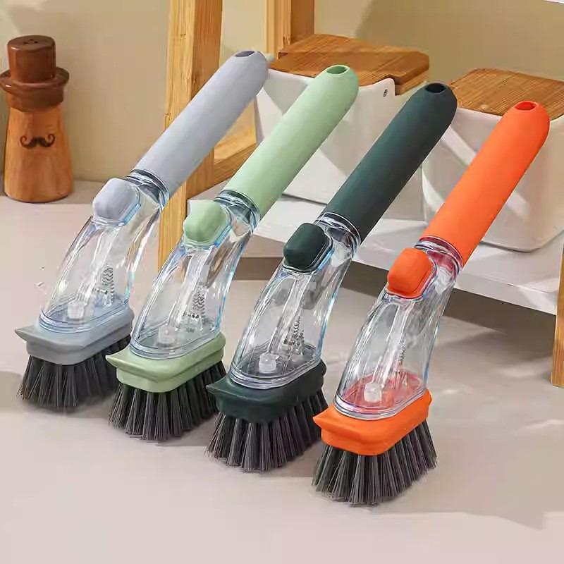 1PC Household Kitchen Pot Brush Artifact Washing Splash-proof Pot Brush Multifunctional Dormitory Kitchen Brush Press Cleaner Integrated Brush