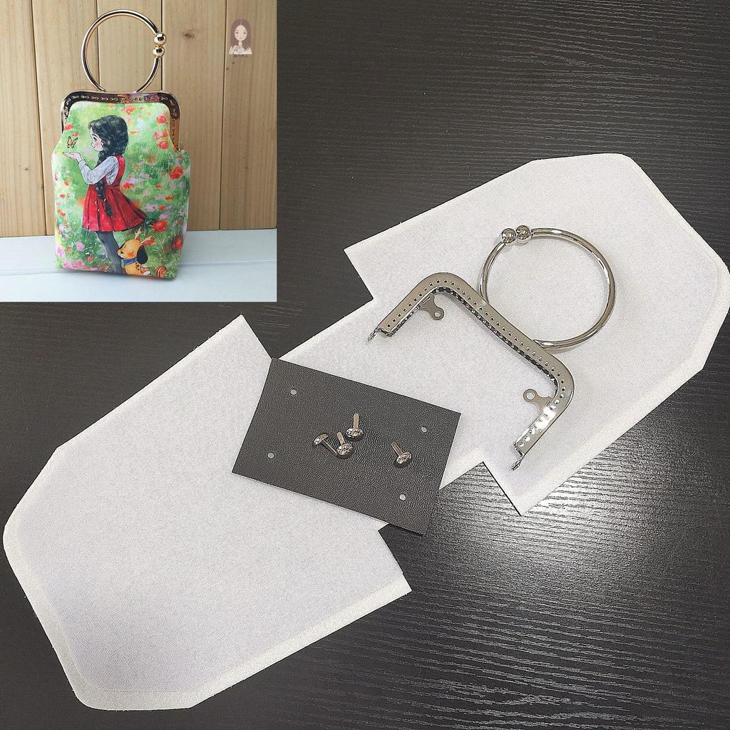 DIY Lazy Person Purse Kit: Stiff Frame, Cotton Cut, Auxiliary Materials & Pins Included