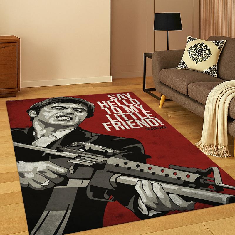 3D Scarface Classic Movie Tony Carpet Rug for Bedroom Living Room Sofa Playroom Doormat Home Decor,Kid Game Area Rug Non-slip