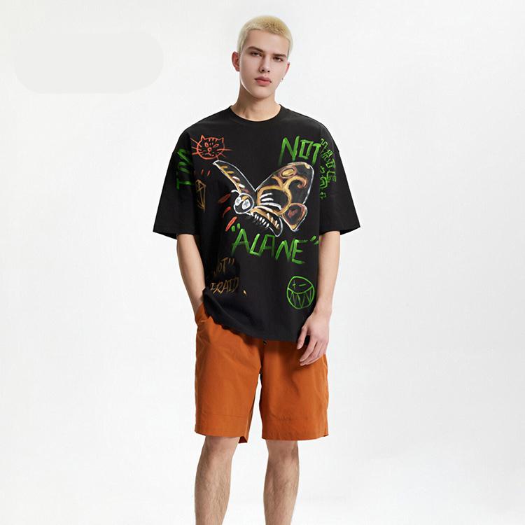 Streetwear Butterfly Graphic Oversized T-Shirt Cotton Tshirt Unisex Tops Tees Summer Short Sleeves T Shirt