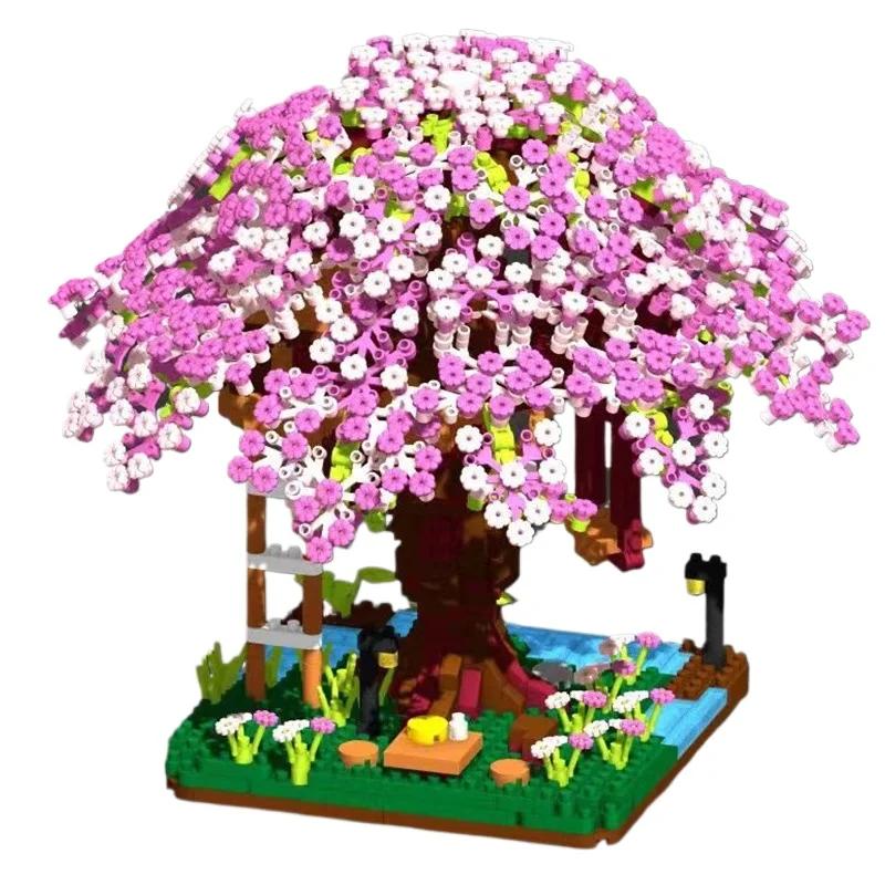 Mini Blocks Beautiful Architecture Flower Tree House Cherrry Sakura Building Bricks Fun Toys Diy Cabin Girl Gift Birthday