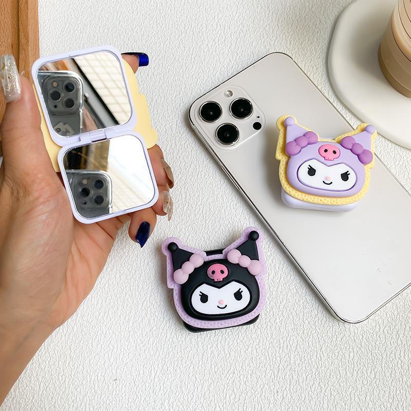 Mobile Phone Mirror Sticker Portable Makeup Desktop Holder Stable Adhesive Stretchable Cartoon Cute Touch Up