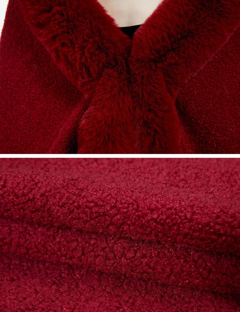 BEAUTELICATE Grube Sztuczne Futro Zimowe Bolerko na Wesela i Imprezy Damski Szal, Duży, Ciepły,