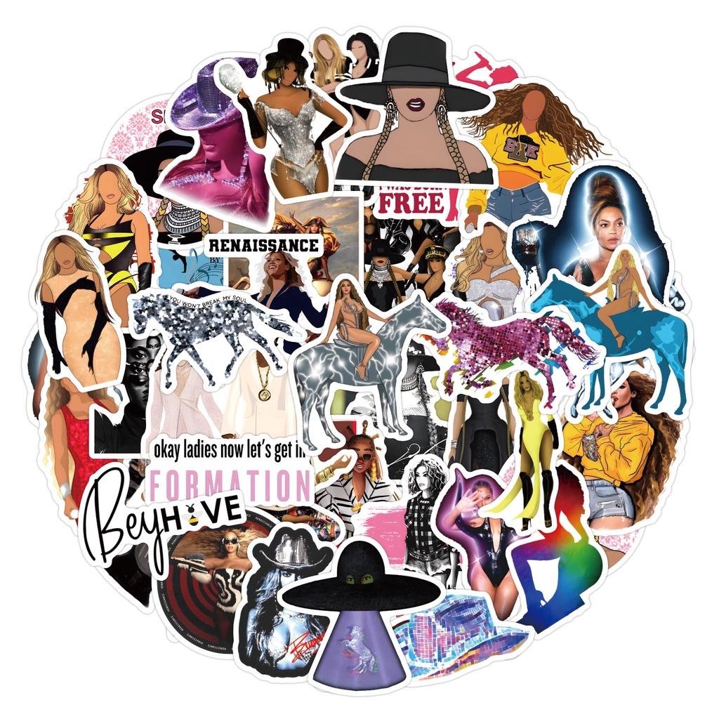 50pcs Beyonce Renaissance Decorative Car Skateboard Waterproof Stickers High Definition Printing Waterproof
