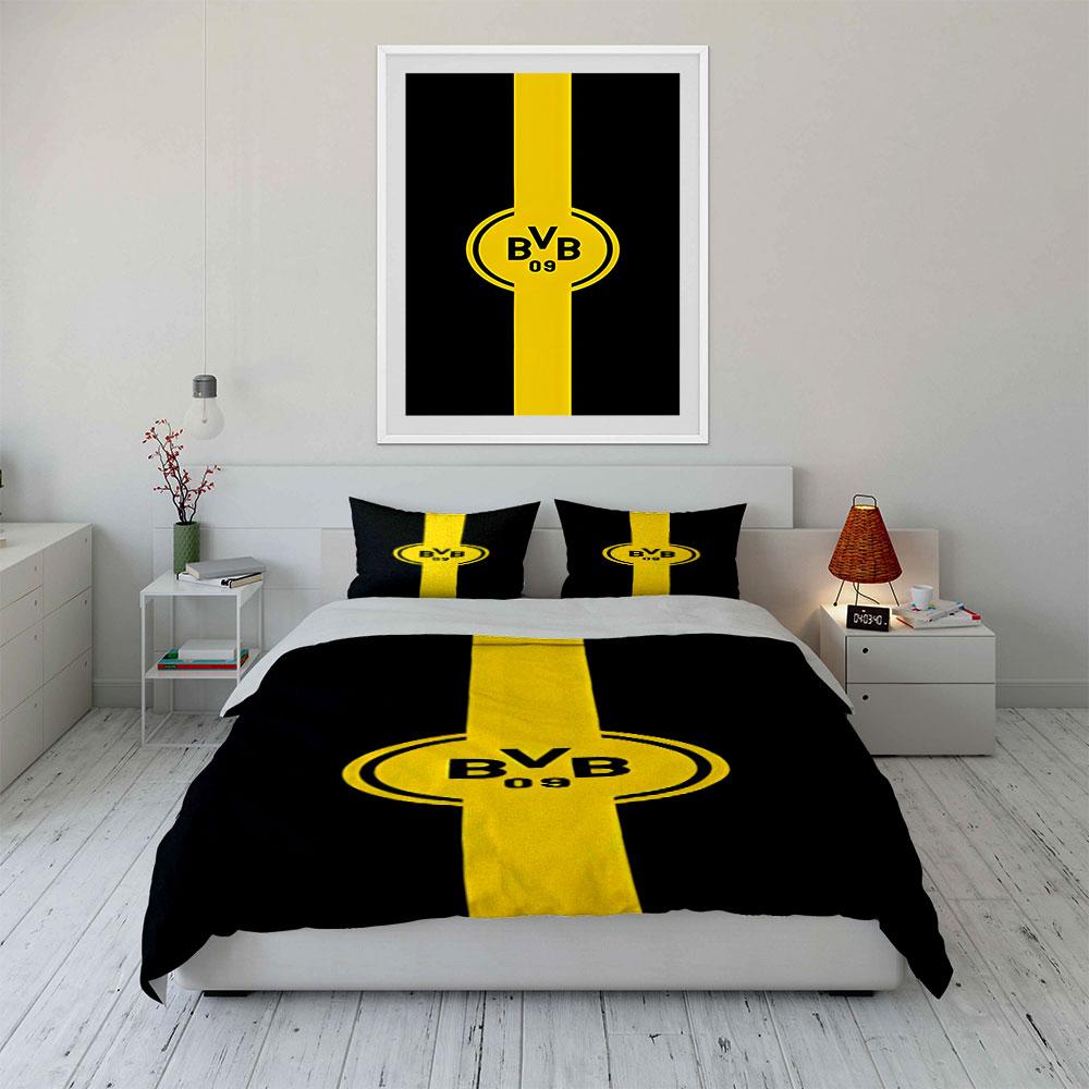Yellow stripe, "BVB 09" logo. Bedding sets Duvet cover sets Duvet covers Pillowcases(1 * Duvet Cover 2 * Pillowcases without duvet insert)